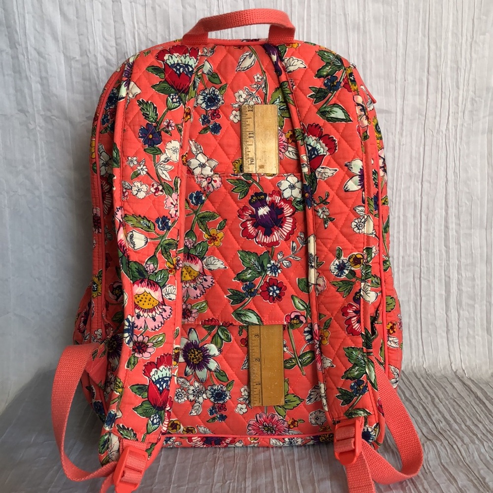 VERA BRADLEY XL Iconic Campus Coral Floral padded laptop tech backpack organizer - Picture 6 of 16